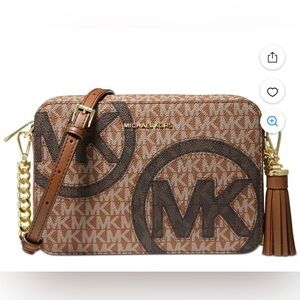 NWOT Michael Kors Jet Set Luggage Medium Camera Monogram Crossbody Bag